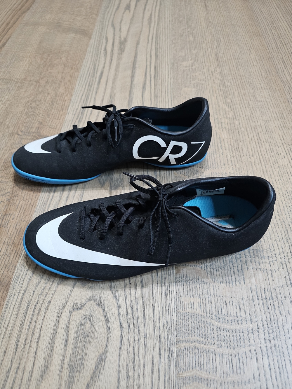 Nike CR7 Mercurial Men's Black Indoor Soccer Cleats with White Swoosh